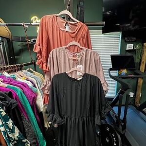 Carol Christian Ruffle Sleeve Dress (Flowy) Mauve